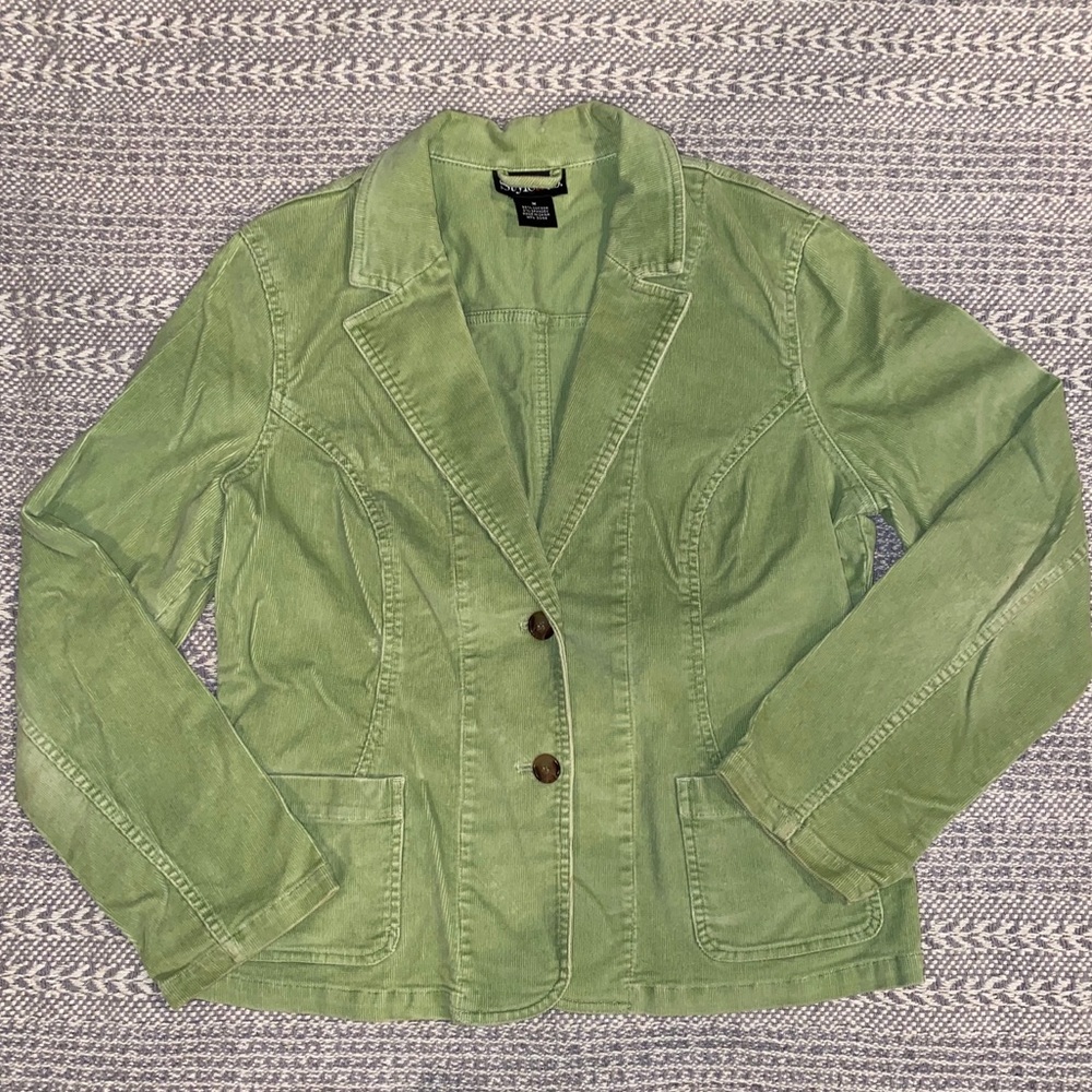 Lime Green Casual Corduroy Blazer